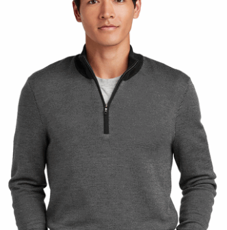 BB18412 Brooks Brothers Washable Merino Birdseye 1/4-Zip Sweater